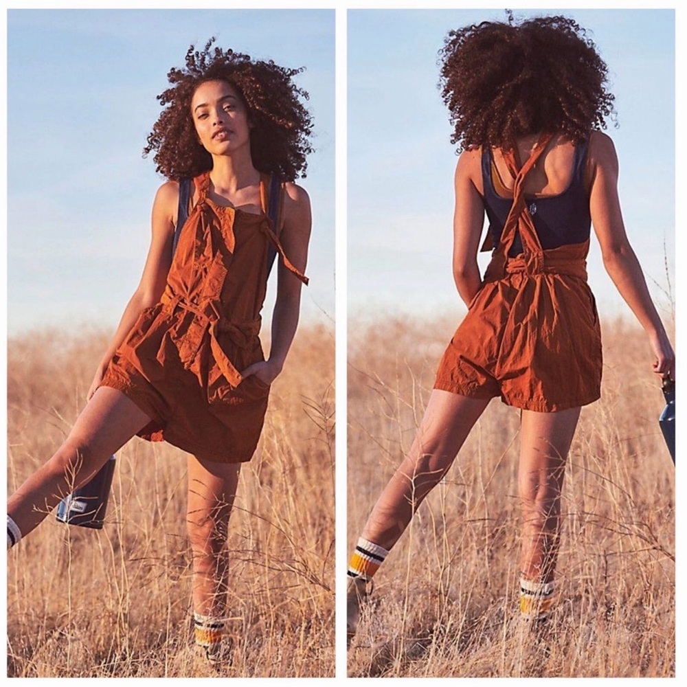 Free People Movement Island Bound Orange Romper